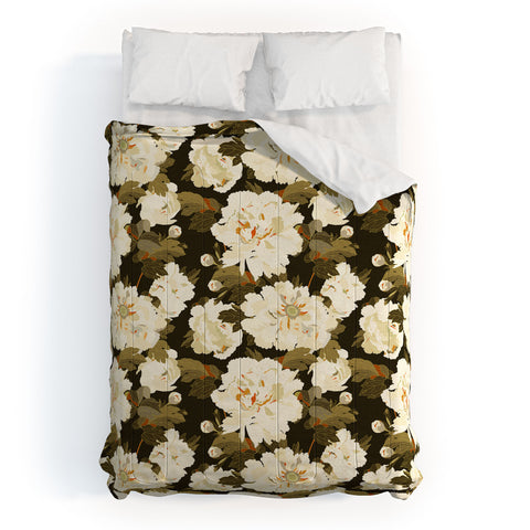 Iveta Abolina Peonies Dark Green Comforter