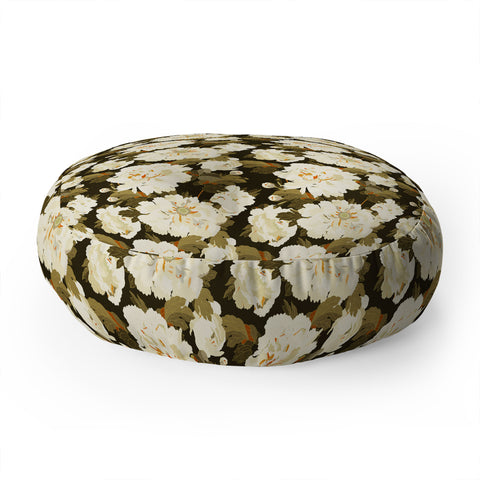 Iveta Abolina Peonies Dark Green Floor Pillow Round