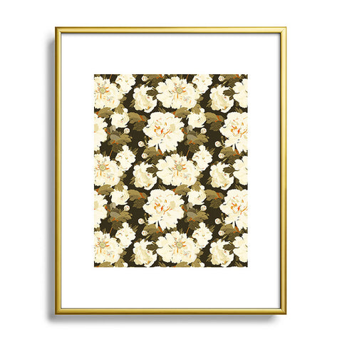 Iveta Abolina Peonies Dark Green Metal Framed Art Print