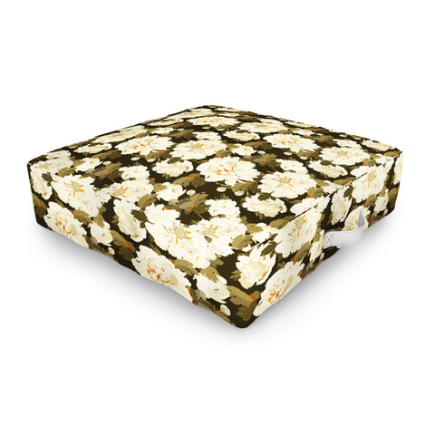 Iveta Abolina Peonies Dark Green Outdoor Floor Cushion