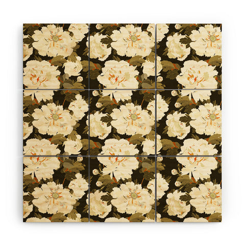 Iveta Abolina Peonies Dark Green Wood Wall Mural
