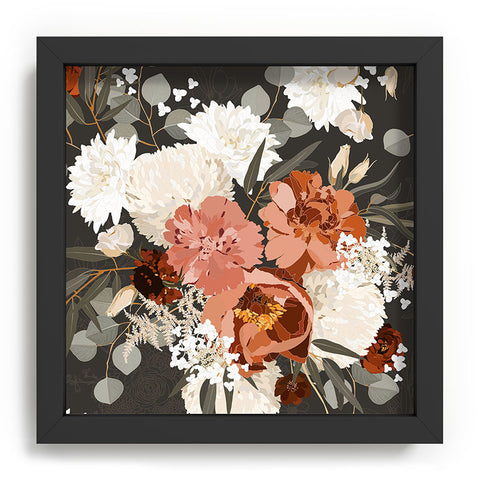 Iveta Abolina Peonies Deep Olive Recessed Framing Square