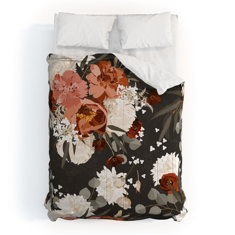 Iveta Abolina Peonies Deep Olive Comforter