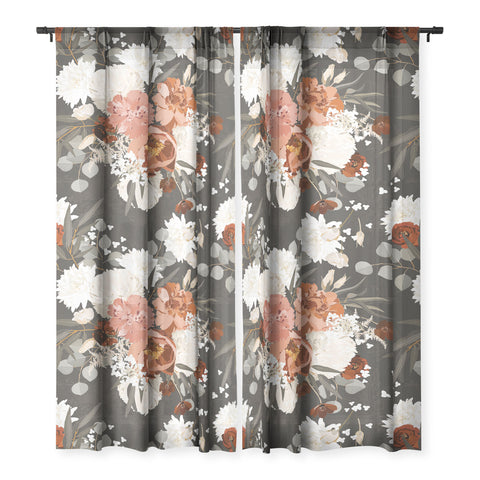 Iveta Abolina Peonies Deep Olive Sheer Non Repeat