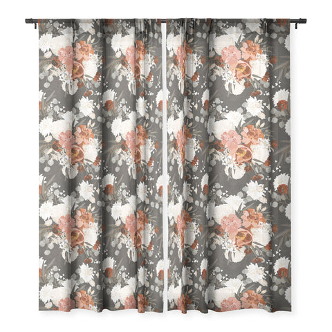 Iveta Abolina Peonies Deep Olive Sheer Window Curtain
