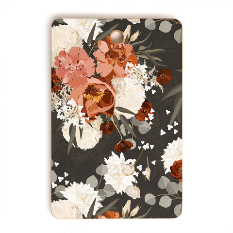 Iveta Abolina Peonies Deep Olive Cutting Board Rectangle