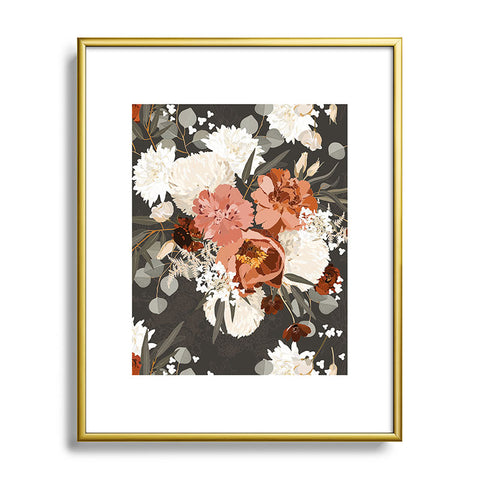 Iveta Abolina Peonies Deep Olive Metal Framed Art Print
