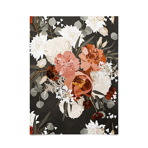 Iveta Abolina Peonies Deep Olive Poster