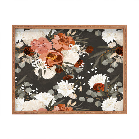 Iveta Abolina Peonies Deep Olive Rectangular Tray