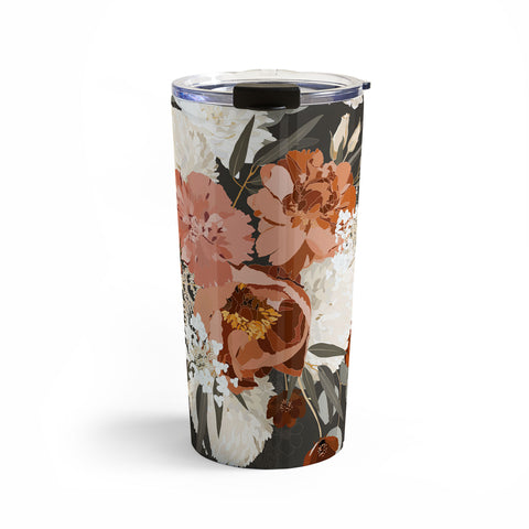 Iveta Abolina Peonies Deep Olive Travel Mug