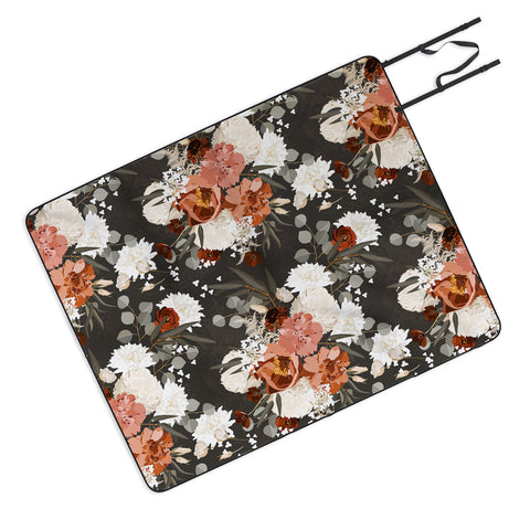 Iveta Abolina Peonies Deep Olive Picnic Blanket