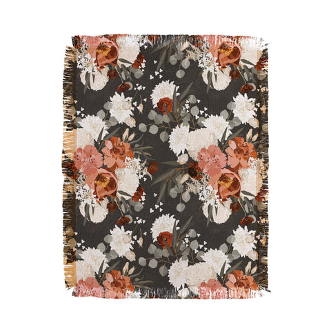 Iveta Abolina Peonies Deep Olive Throw Blanket