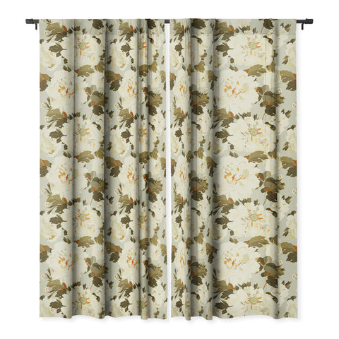 Iveta Abolina Peonies Light Sage Blackout Window Curtain
