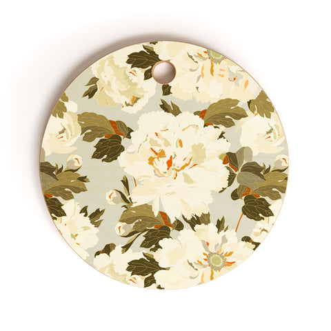 Iveta Abolina Peonies Light Sage Cutting Board Round