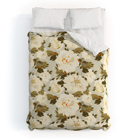 Iveta Abolina Peonies Light Sage Duvet Cover