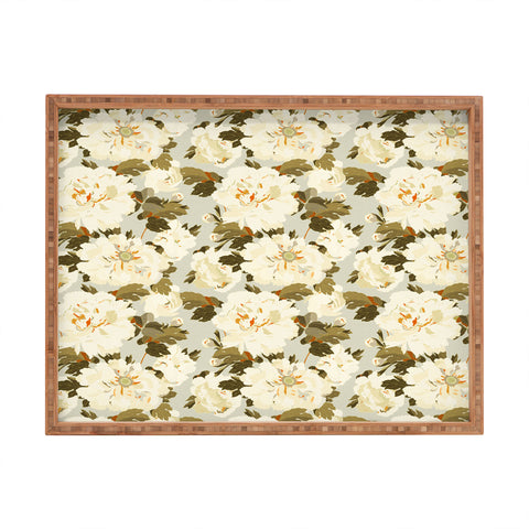 Iveta Abolina Peonies Light Sage Rectangular Tray