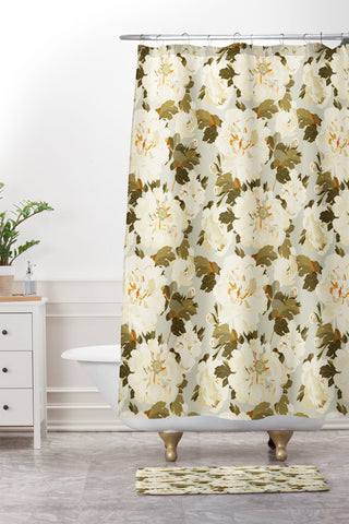 Iveta Abolina Peonies Light Sage Shower Curtain And Mat