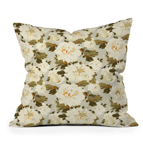 Iveta Abolina Peonies Light Sage Outdoor Throw Pillow