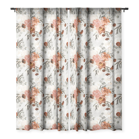 Iveta Abolina Peonies Sage Sheer Window Curtain