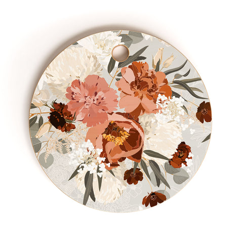 Iveta Abolina Peonies Sage Cutting Board Round