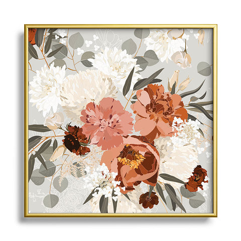 Iveta Abolina Peonies Sage Square Metal Framed Art Print