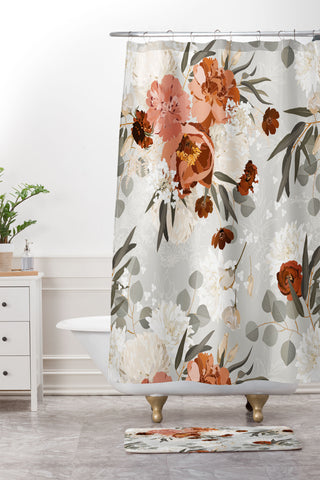 Iveta Abolina Peonies Sage Shower Curtain And Mat