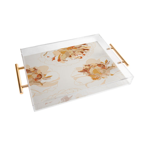Iveta Abolina Peony Line Art I Acrylic Tray