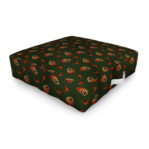 Iveta Abolina Pine Cones and Ribbons Outdoor Floor Cushion