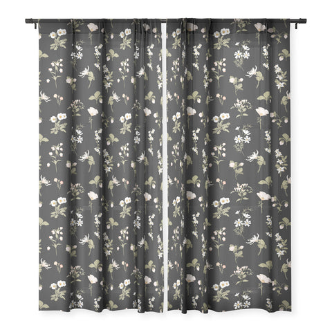 Iveta Abolina Pineberries Botanicals Black Sheer Window Curtain