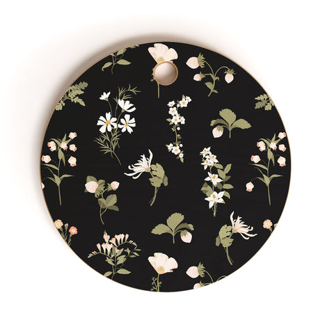 Iveta Abolina Pineberries Botanicals Black Cutting Board Round