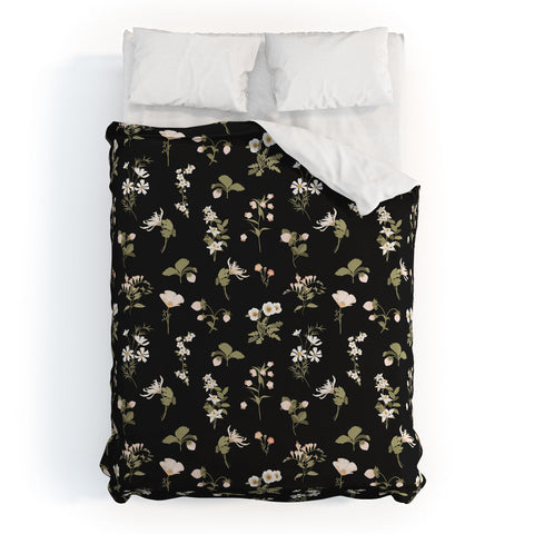 Iveta Abolina Pineberries Botanicals Black Duvet Cover