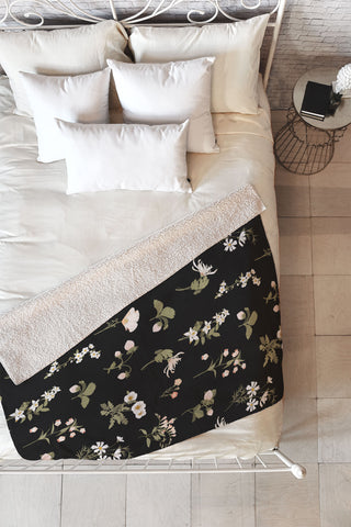 Iveta Abolina Pineberries Botanicals Black Fleece Throw Blanket