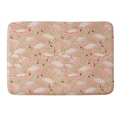 Iveta Abolina Pink Flamingos Camel Memory Foam Bath Mat