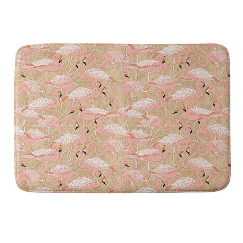 Iveta Abolina Pink Flamingos Camel Memory Foam Bath Mat