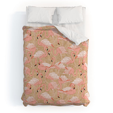 Iveta Abolina Pink Flamingos Camel Duvet Cover
