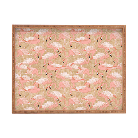 Iveta Abolina Pink Flamingos Camel Rectangular Tray
