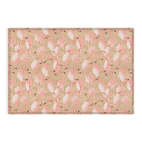 Iveta Abolina Pink Flamingos Camel Outdoor Rug