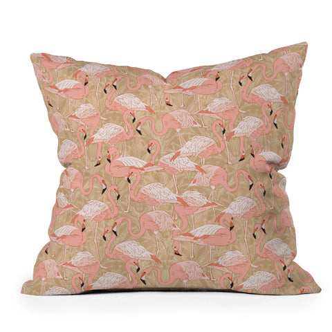 Iveta Abolina Pink Flamingos Camel Throw Pillow