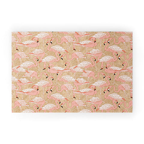 Iveta Abolina Pink Flamingos Camel Welcome Mat