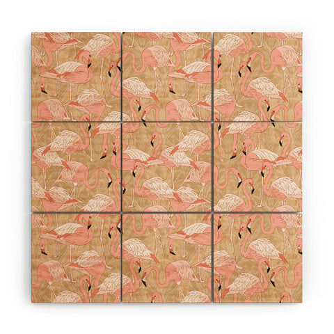 Iveta Abolina Pink Flamingos Camel Wood Wall Mural