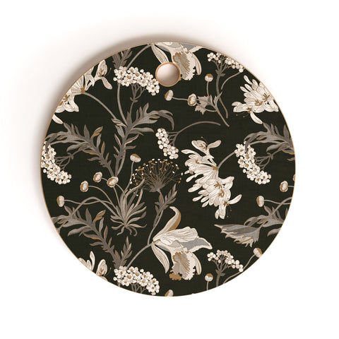 Iveta Abolina Poesie French Garden Charcoal Cutting Board Round