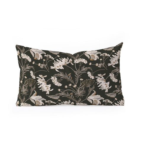 Iveta Abolina Poesie French Garden Charcoal Oblong Throw Pillow