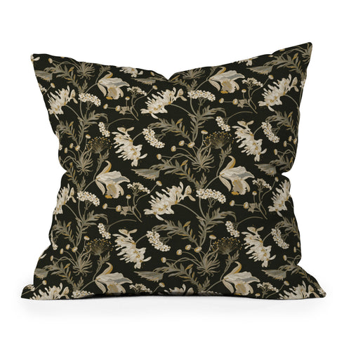 Iveta Abolina Poesie French Garden Charcoal Throw Pillow