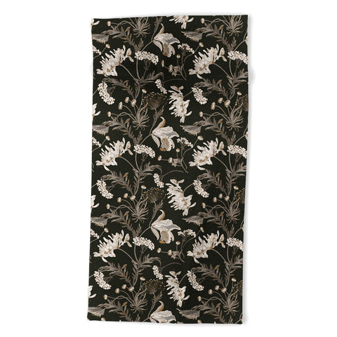 Iveta Abolina Poesie French Garden Charcoal Beach Towel