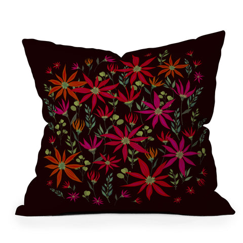 Iveta Abolina Poinsettia Ruby Outdoor Throw Pillow