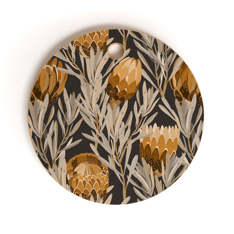 Iveta Abolina Protea Large Deep Brown Cutting Board Round