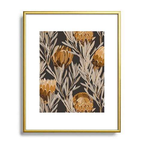 Iveta Abolina Protea Large Deep Brown Metal Framed Art Print