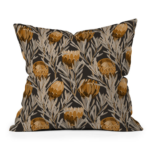 Iveta Abolina Protea Large Deep Brown Outdoor Throw Pillow
