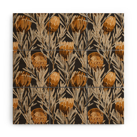 Iveta Abolina Protea Large Deep Brown Wood Wall Mural