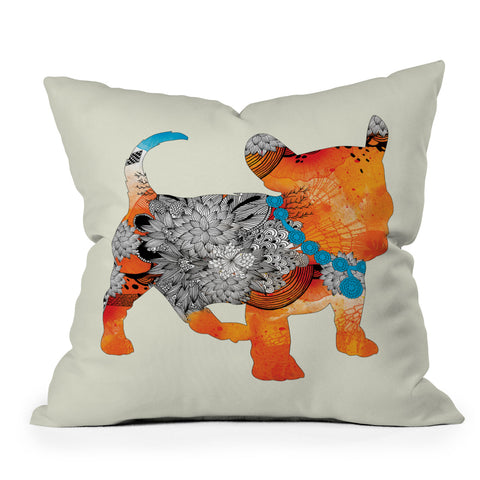 Iveta Abolina Puppy Frenchie Outdoor Throw Pillow